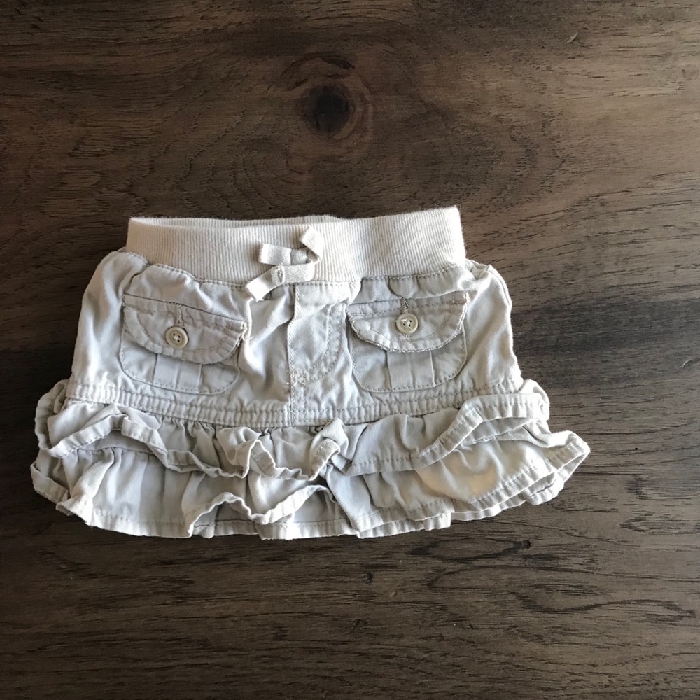 Khaki ruffle skirt in size 9-12 mos